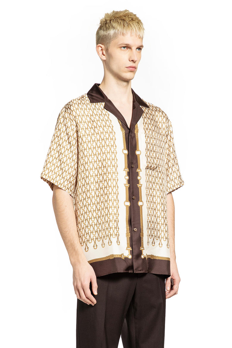 GUCCI Equestrian Silk Twill Bowling Shirt man